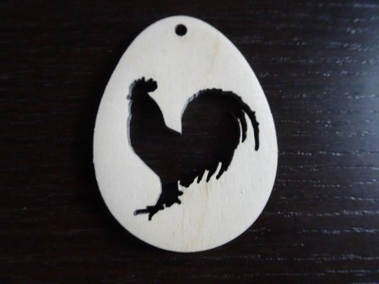 IMwood - Velikonoční Vajíčko dřevěné - Kohoutek výřez 6 x 5 cm