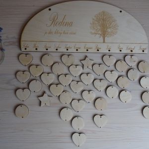 Dřevěný dekorativní rodinný kalendář k dotvoření - oválný, 35 x 16 cm