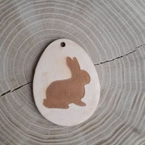 Velikonoční Vajíčko dřevěné - Zajíček silueta 6 x 5 cm