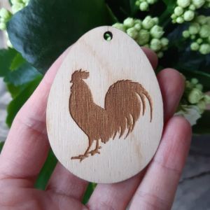Velikonoční Vajíčko dřevěné - Kohoutek silueta 6 x 5 cm